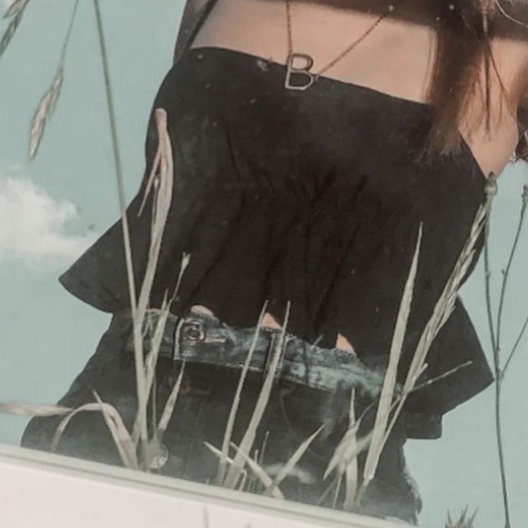 princess polly ruffle navy top - Picture 3 of 5